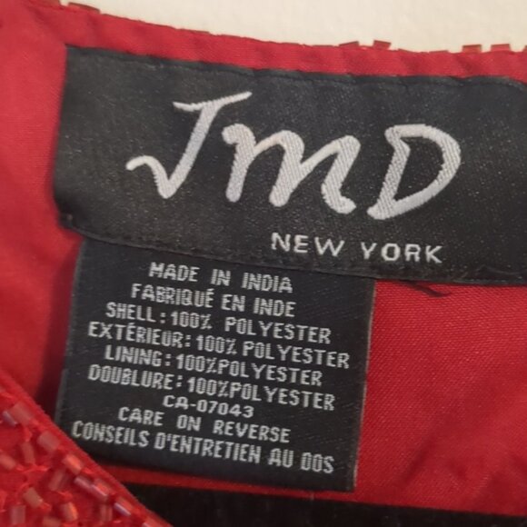 JMD NEW YORK 🔴Red Beaded Sleeveless Blouse - M - Picture 7 of 9